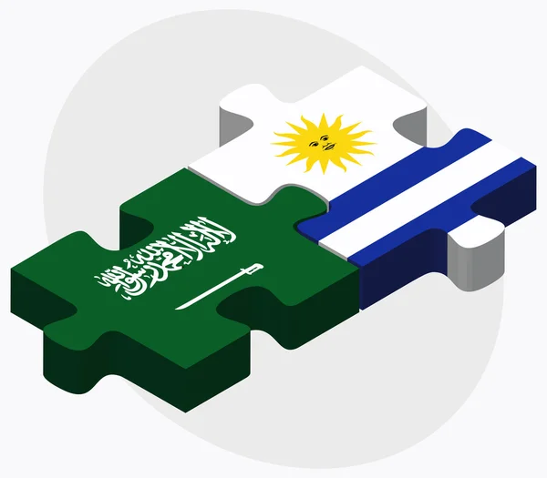 Saudiarabien och Uruguay flaggor — Stock vektor