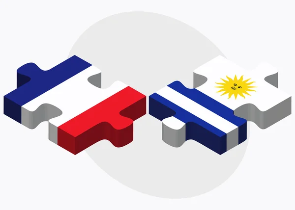 Francia e Uruguay Bandiere — Vettoriale Stock