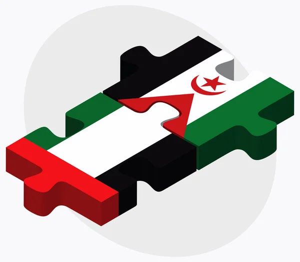 Emirados Árabes Unidos e bandeiras do Saara Ocidental — Vetor de Stock