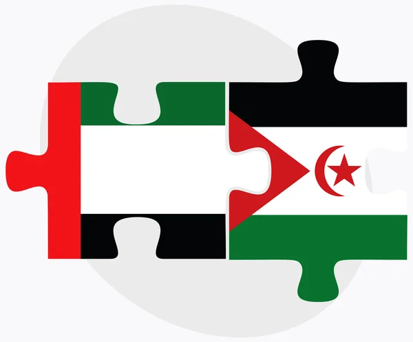 Emiratos Árabes Unidos y Banderas del Sáhara Occidental — Vector de stock