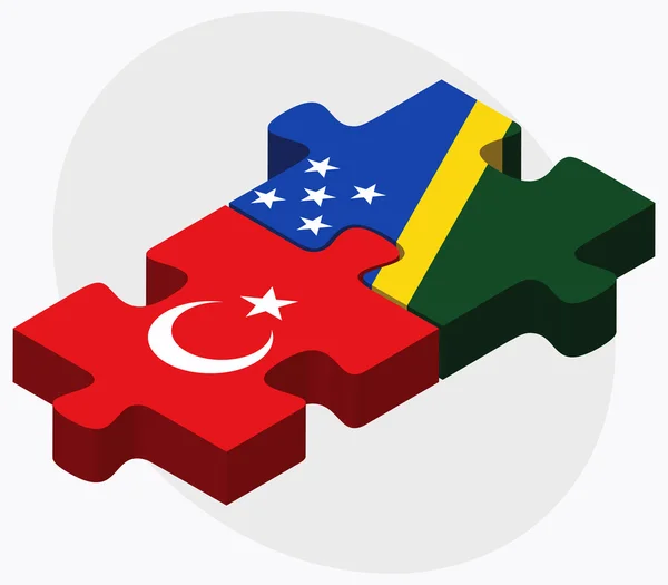 Turkiet och Salomonöarna flaggor — Stock vektor