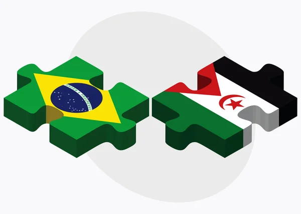 Brasilien och Västsahara flaggor — Stock vektor