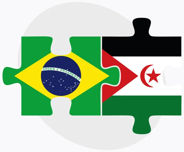 Brazilië en westelijke Sahara vlaggen — Stockvector