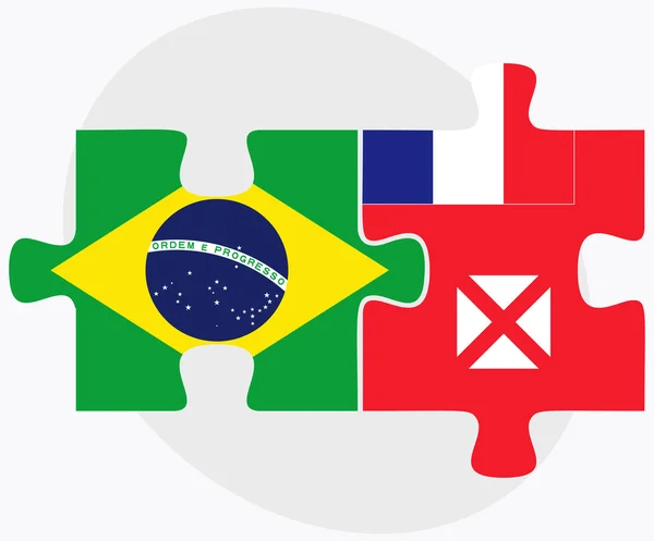 Brazilië en Wallis en Futuna vlaggen — Stockvector