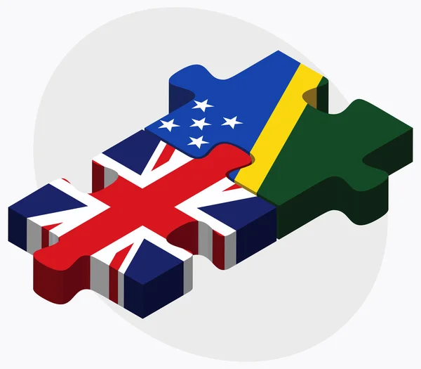 Verenigd Koninkrijk en Salomonseilanden vlaggen — Stockvector