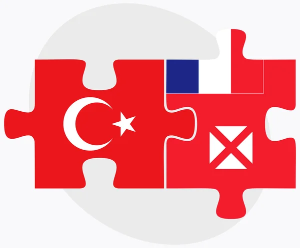Turkije en Wallis en Futuna vlaggen — Stockvector