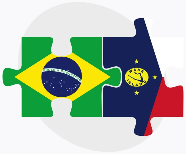 Brasilien och Wake Island flaggor — Stock vektor