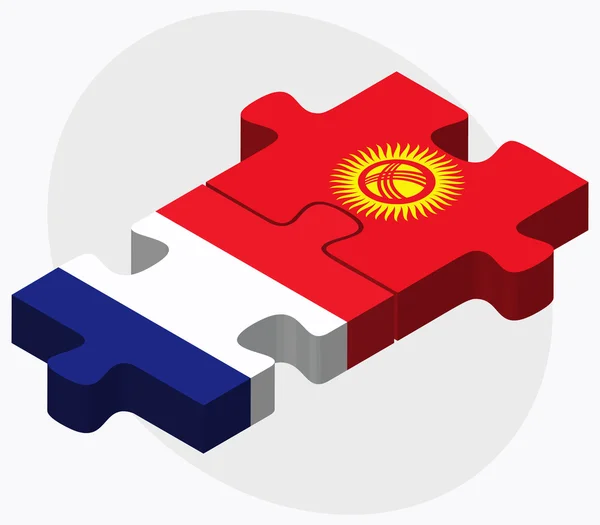 Frankrike och Kirgizistan flaggor — Stock vektor