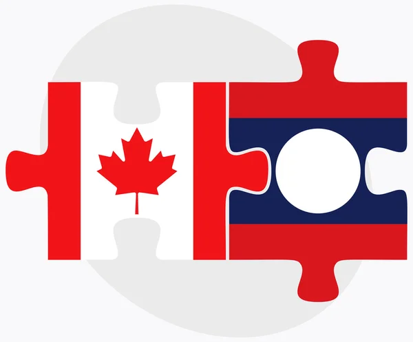 Banderas de Canadá y Laos — Vector de stock