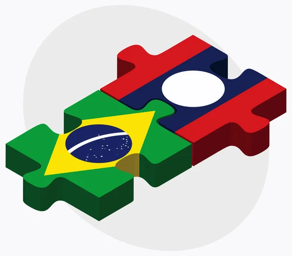 Banderas de Brasil y Laos — Archivo Imágenes Vectoriales