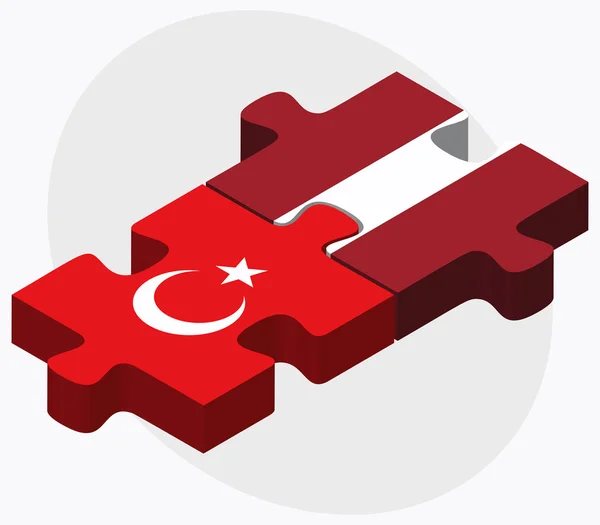 Turkije en Letland vlaggen — Stockvector