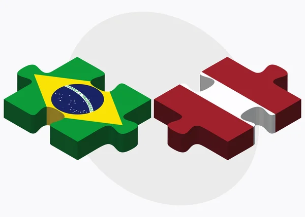 Banderas de Brasil y Letonia — Vector de stock