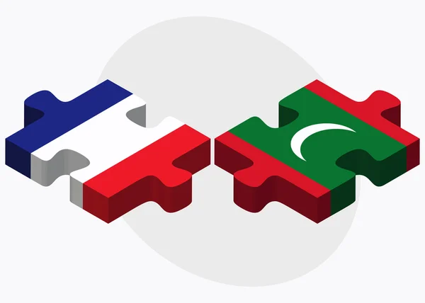 法国和马尔代夫国旗 — 图库矢量图片