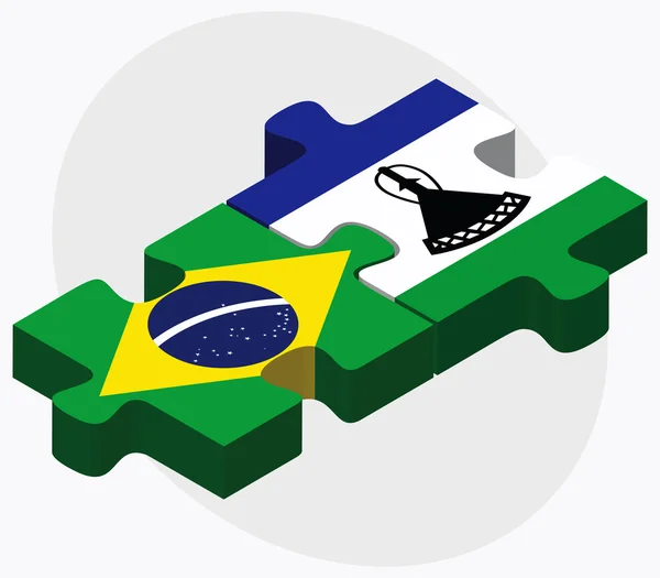Brasilien och Lesotho flaggor — Stock vektor