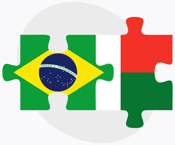 Banderas de Brasil y Madagascar — Vector de stock