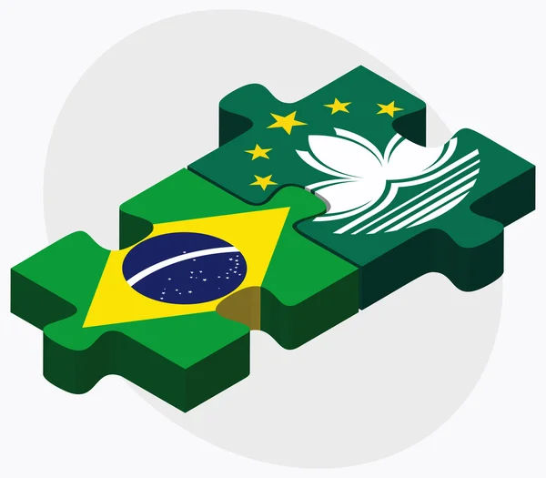 Drapeaux du Brésil et de Macao — Image vectorielle