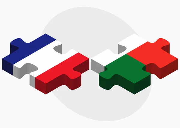France and Madagascar Flags — Stock Vector