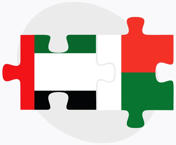 Об "єднані Арабські Емірати та прапори Мадагаскару — стоковий вектор
