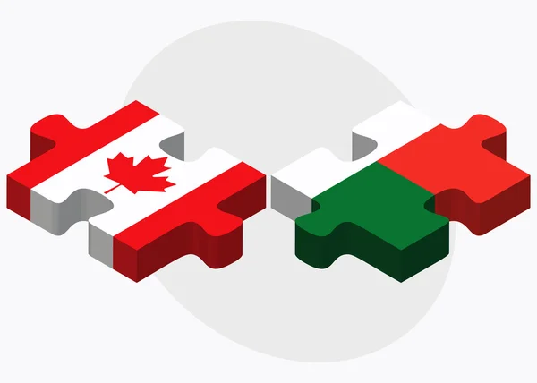 Banderas de Canadá y Madagascar — Vector de stock