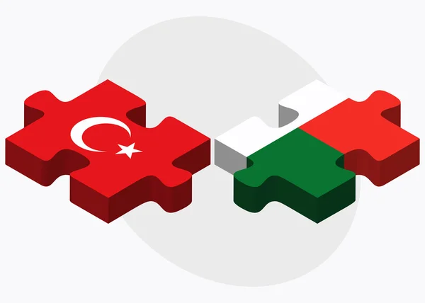 Türkiye ve Madagaskar bayrakları — Stok Vektör