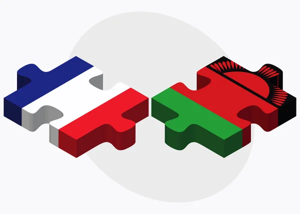 Banderas de Francia y Malawi — Vector de stock