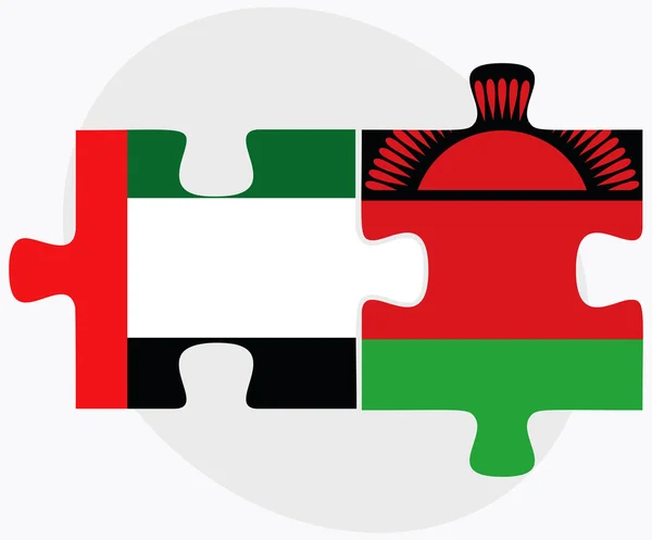 Emirati Arabi Uniti e Bandiere del Malawi — Vettoriale Stock