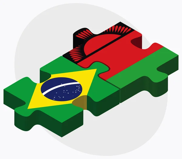 Brezilya ve Malavi bayrakları — Stok Vektör