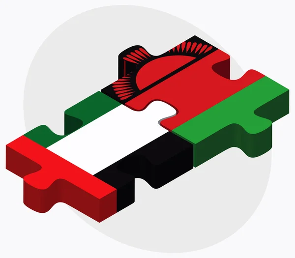 Emiratos Árabes Unidos y Banderas de Malawi — Vector de stock