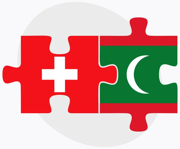 瑞士和马尔代夫国旗 — 图库矢量图片