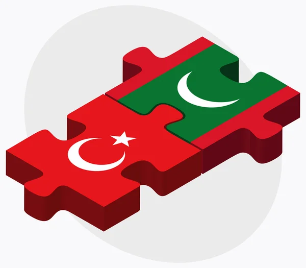 Turkije en vlaggen van de Maldiven — Stockvector