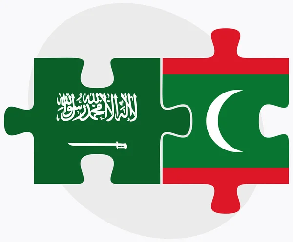 Saudi Arabia and Maldives Flags — Stock Vector