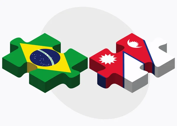 巴西和尼泊尔国旗 — 图库矢量图片