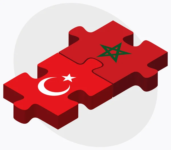 Turkije en Marokko vlaggen — Stockvector