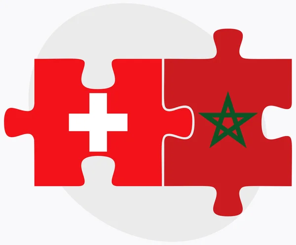 Banderas de Suiza y Marruecos — Vector de stock