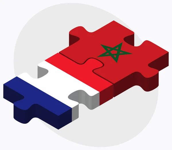 Banderas de Francia y Marruecos — Vector de stock