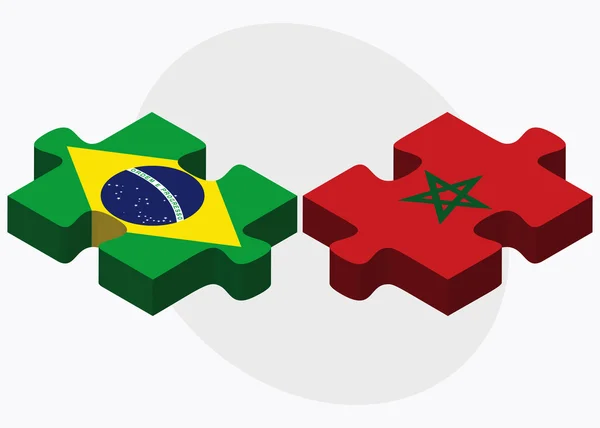 Drapeaux du Brésil et du Maroc — Image vectorielle