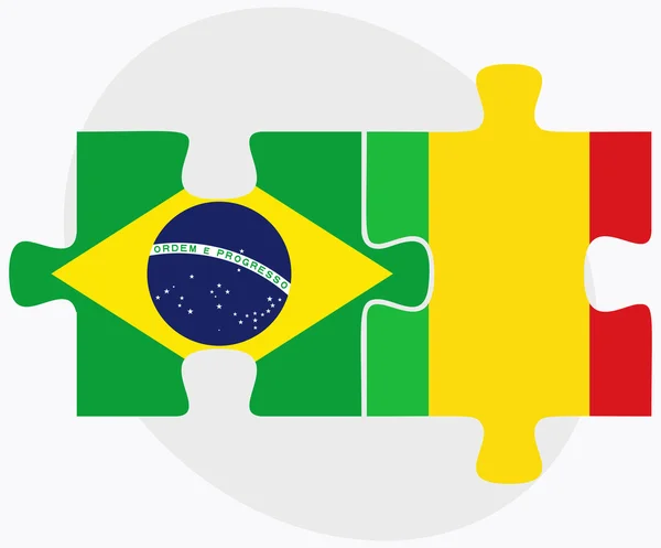 Bandiere Brasile e Mali — Vettoriale Stock