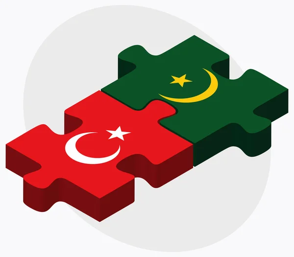 Turkiet och Mauretanien flaggor — Stock vektor