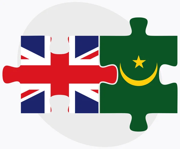United Kingdom and Mauritania Flags — Stock Vector