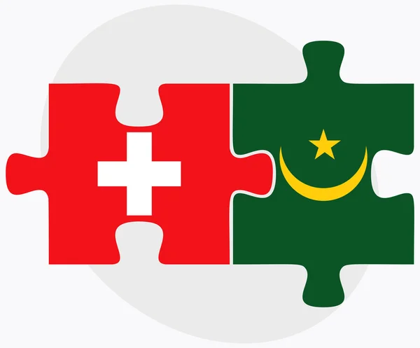 Zwitserland en Mauritanië vlaggen — Stockvector
