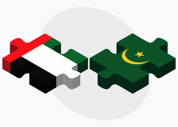 Bandiere degli Emirati Arabi Uniti e della Mauritania — Vettoriale Stock