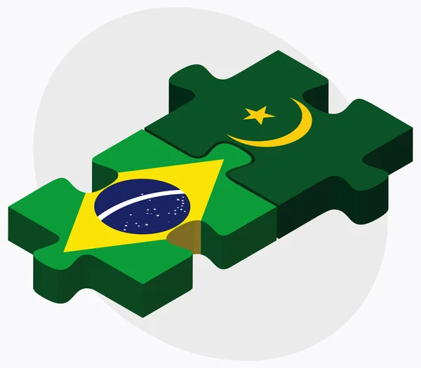 Brazil and Mauritania Flags — Stock Vector