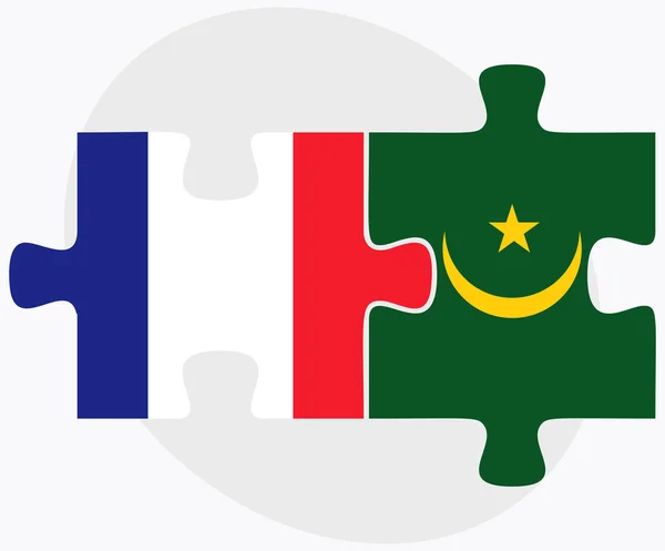 Frankrike och Mauretanien flaggor — Stock vektor