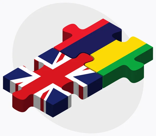 Bandiere del Regno Unito e di Maurizio — Vettoriale Stock