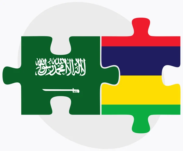 Banderas de Arabia Saudita y Mauricio — Vector de stock