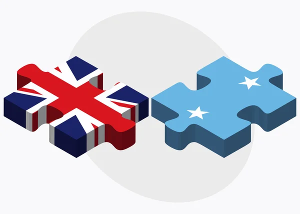 Verenigd Koninkrijk en Micronesia vlaggen — Stockvector