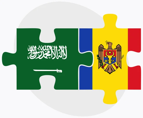 Saudi Arabia and Moldova Flags — Stock Vector