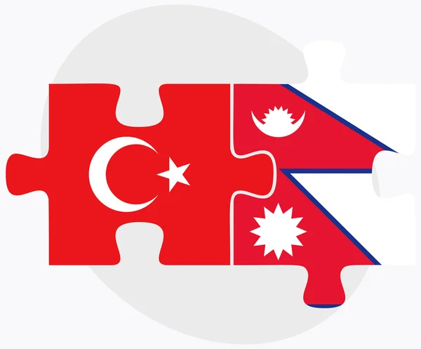 Türkiye ve Nepal bayrakları — Stok Vektör