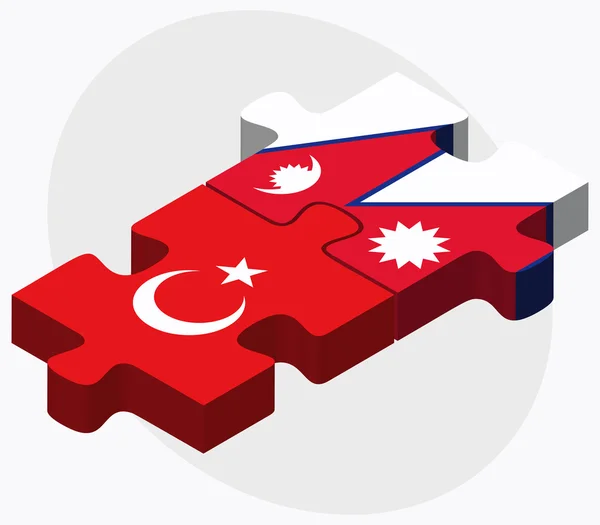 Türkiye ve Nepal bayrakları — Stok Vektör