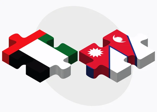 Birleşik Arap Emirlikleri ve Nepal bayrakları — Stok Vektör